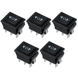 FEIYING 5pcs Ship Type Switch, Momentary 6 Pin DPDT Button On/Off/On Rocker Switch AC 250V/10A 125V/15A Black Plastic