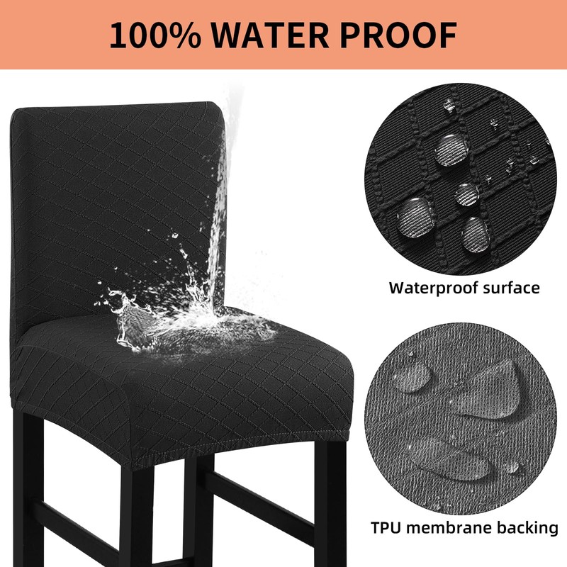 Fuloon Waterproof Chair Covers, Bar Stool, Stretch Jacquard Bar Stool
