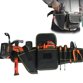 KIWOP Cinturones de Herramientas de Bolsillos, Funda de taladro inalámbrica con 8 Bolsillos, Puede Transportar una Amplia Gama de Herramientas Eléctricas, Resistente Abrasión, Gran Capacidad de Carga