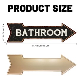 Mukuko Bathroom Metal Right Arrow Sign for Home Office and Business, Restroom Sign Black Bathroom Decor Direction Arrow 6" x 18"