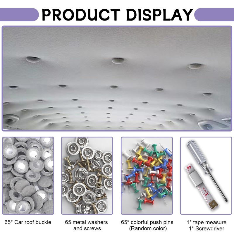 65PCS Car Roof Headliner Repair Kit, Headliner Rivets Button Pins