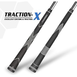 CHAMPKEY Premium Rubber Golf Grips 13 Pack | High Traction and Feedback Rubber Golf Club Grips - Choose No/All Repair Kits (Black&White (Not Including Kits), Standard)