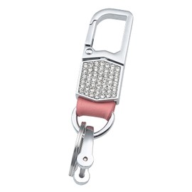 LCXWZNDY Key Chain Ring Clip Zircon Crystal shiny key hanger, Car keychain for men and women (Pink)