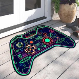Gaming Rug Boys, 40 x 60 cm Rug Bedroom Gamer Controller Rugs Non-Slip Doormat, Modern Non-Slip Washable Flannel Children's Rugs for Boys Bedroom Living Room Decor (C)