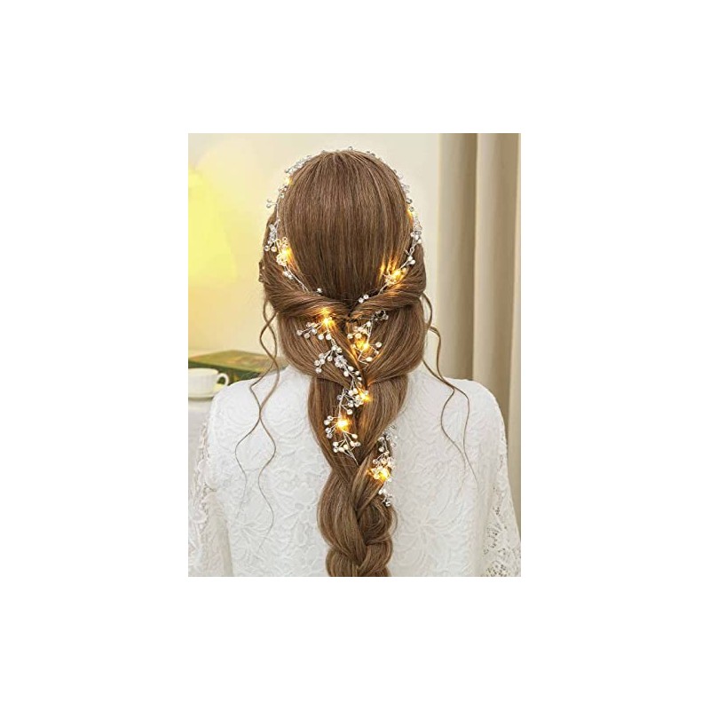 Yean- Enredadera para el cabello de novia con luz LED,