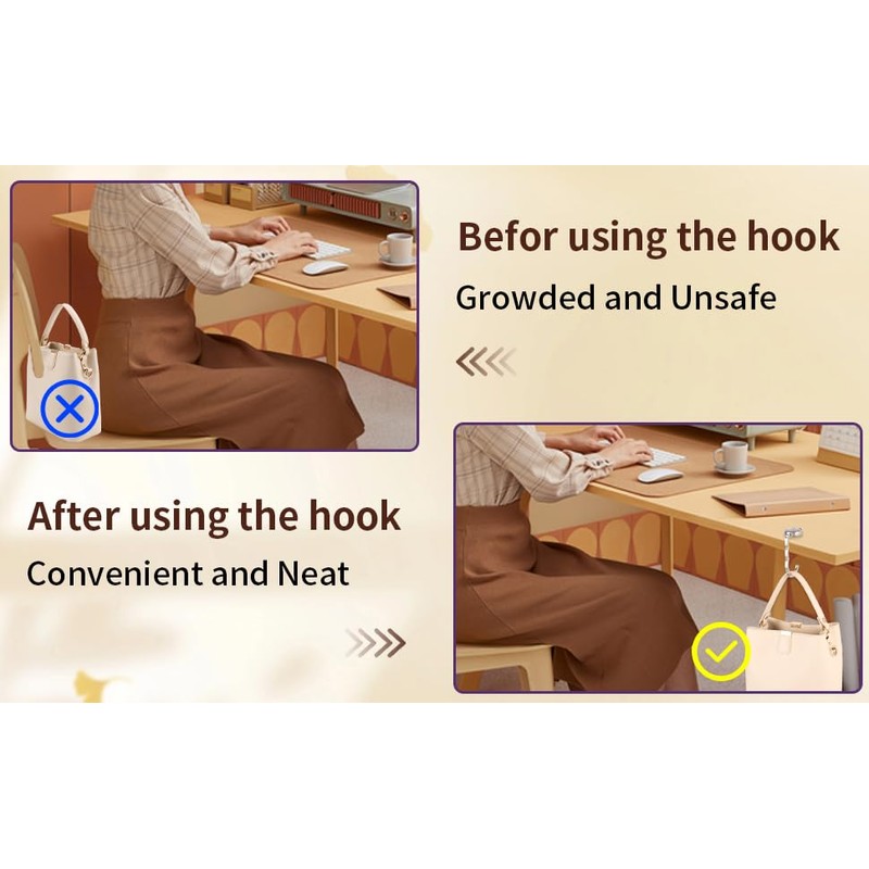 BEAVOING Purse Hook for Table, Set of 6 Purse Hanger