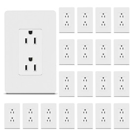 ThunderWay Matte White Decorator Receptacle Outlet with Wall Plate, 15 Amp Standard Electrical Wall Outlet, Non-Tamper Resistant, 15Amp/125V, Self-Grounding, Wall Plate Included, UL Listed, 20 Pack