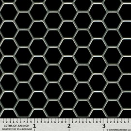 customcargrills 16"x48" Perforated Hexagon XXL Grill Mesh Sheet - Silver - Shipped Flat, 0.45 inch hexagon hole opening, 0.065" thick raw Aluminum, Made in USA