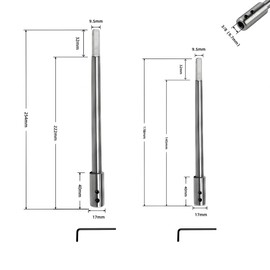 Syrvnto 2-Piece Extension Shaft Set, 254 mm and 178 mm Extra Long Extension for Forstner Drill Bits with 3/8 Inch Shank for Extra Deep Hole Milling, Breakthroughs, Deep Drilling in Wood, Furniture