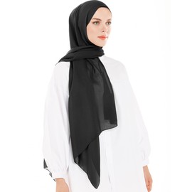 Ayisah Ayisah Selda - Hijab for Women, Chiffon Hijab Scarf - Black Hijab C Soft Hijabs Scarves - Fashion Muslim Scarf Hijab for Women C Muslim Accessories Long Hijab Shawl Muslim Head Scarf, 71" L x 27.5" W