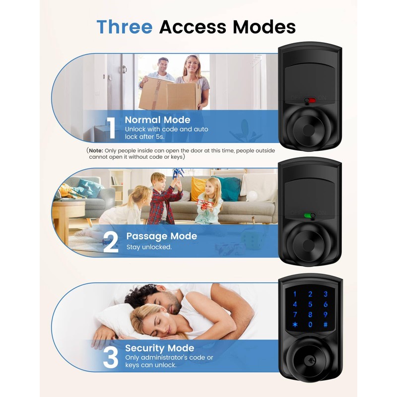 HIDALIFE Keyless Entry Door Lock, Keypad Door Lock with Handle,