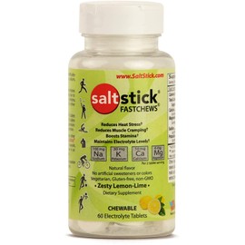 SaltStick Fastchews, Electrolyte Replacement Tablets for Rehydration, Exercise, Hiking & Sports Recovery, Bottle of 60 Tablets, Lemon-Lime Flavor