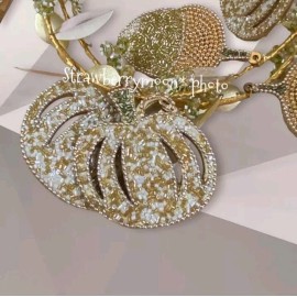 cupcakes & cashmere 42" Jeweled Beaded FALL White Pumpkin Garland Thanksgiving Cupcakes Cashmere NEW