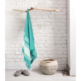 Goroly Home Cotton Beach Towel, Thin Camping Towel, Sand Free Beach Towel for Travel, Sand Proof Towel for Beach, Bathroom, Spa (Sea Green) - 36x71 Inch