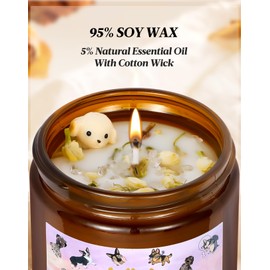 JMHACHY Dog Mom Gifts for Women - Vanilla Scented Candle with Cute Puppy, Crystal & Jasmine, 7 oz Soy Wax & Natural Essential Oil, Funny Birthday Mother Day Gift for Dog Lovers