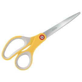 Leitz Ambidextrous Office Scissors, Premium Titanium Coated Stainless Steel, Ultra Sharp, Precision Cutting, Ergonomic Soft Handle Grip, Home/Office Use, Cosy Range, Warm Yellow, 53320019