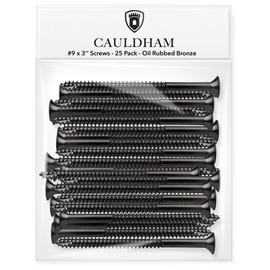 Cauldham Oil Rubbed Bronze Wood Screws #9 x 3 Inch for Door Hinges - 25 Pack