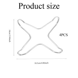 Xinghonyac 4 Pcs Gas Stove Ring Reducer Trivet, 10cm x 10.3cm Trivet Stove Burner Grate Gas Cooker Holder, Gas Cooker Accessories, Stainless Steel Kitchen Rack Pot Stand for Gas Hob