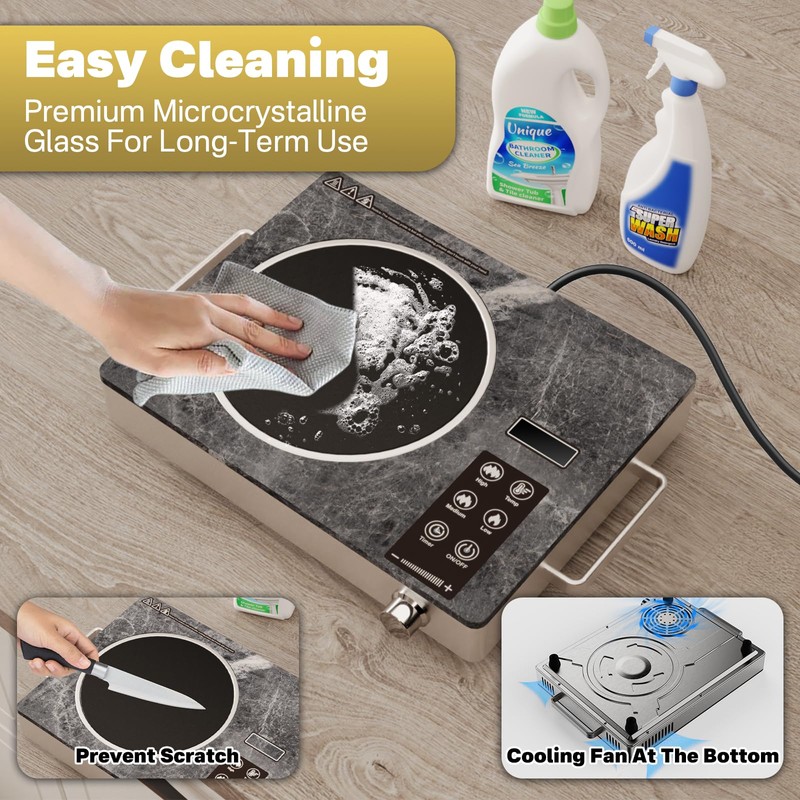 Alemania Single Burner Ceramic Cooktop, Portable 1800W Electric Stove, Countertop