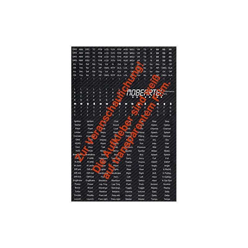 Mobeartec Simracing Button Box Sticker Sheet for iRacing, Assetto Corsa,