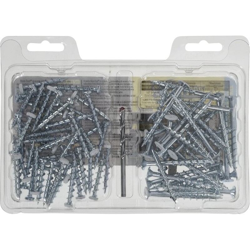 Borefast Drywall Anchors, Self Drilling Wall Anchor Kit, Steel, 50-250
