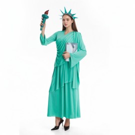 LMYOVE Lady Liberty Costume Patriotic Crown Headband Adult Classic Costumes Holiday Dress（Green Torch Style，Small）