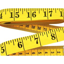 Cinta metrica corporal lateral, regla de medicion de doble escala para coser telas de sastre (3m, amarillo, 1)