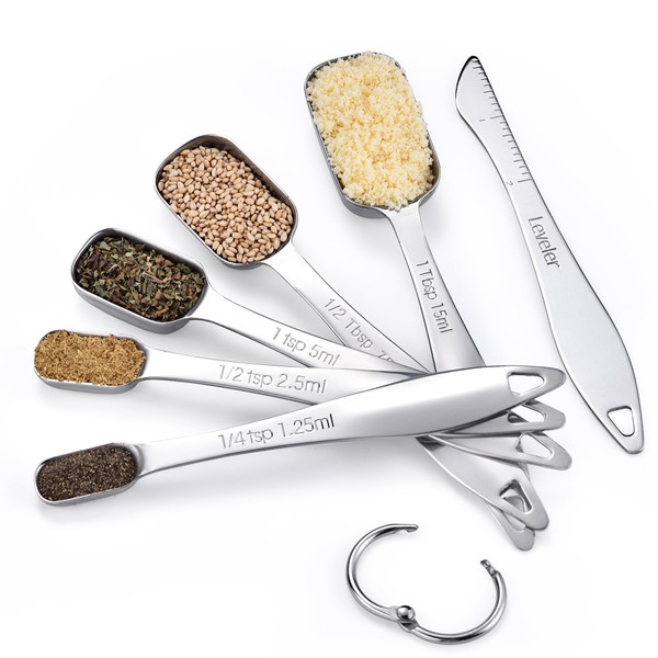 U-Taste 18/8 Stainless Steel Measuring Spoons, Square Metal Measuring Spoon