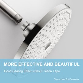 OFFO Shower Arm with Flange, 16 Inches Brushed Nickel Ceiling Mount Replacement Rain Shower Head Straight Arm Ceiling-Mounted For Fixed Shower Head & High Pressure Rain