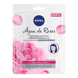 NIVEA Agua de Rosas Mascarilla Facial en Tela (1 pieza) - Hidratante Facial de Larga Duracin con cido Hialurnico para una Piel Radiante y Fresca -... 