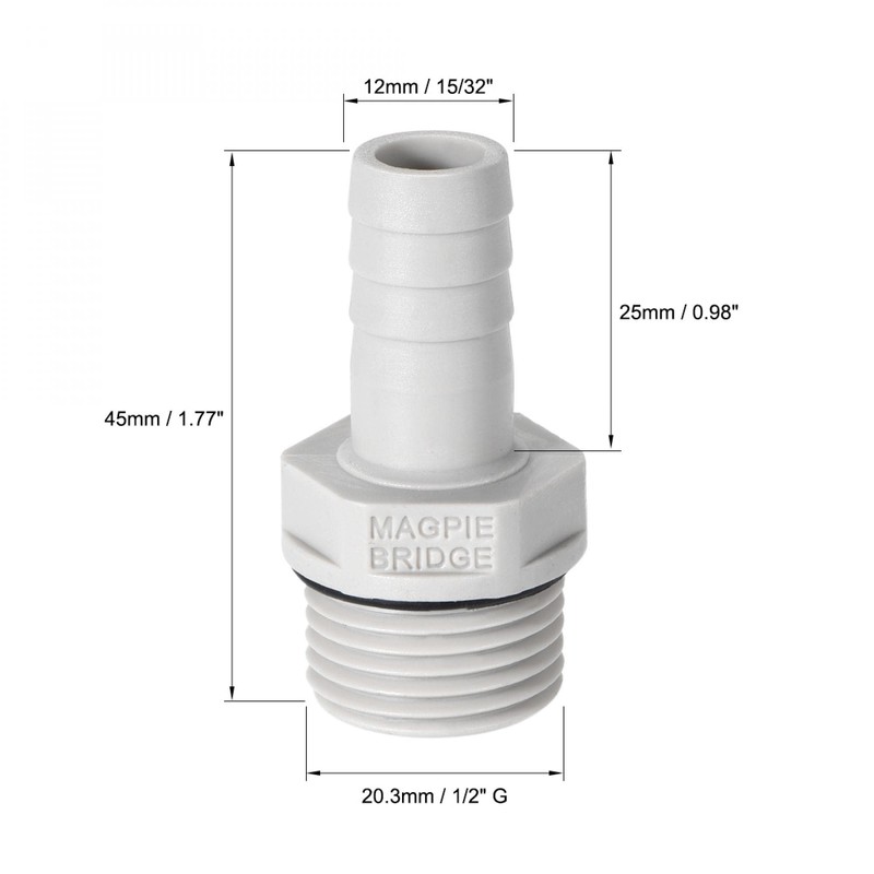 sourcing map PVC Barb Hose Fitting Connector Adapter 12mm or