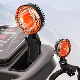 SYBOYEGE Magnetic Portable Fan with LED Light - 4 Speed Adjustable, 70° Rotation, 2-Hour Time，Handheld Fans，Clip On Fan for Stroller Travel Camping Golf Gym (Orange)