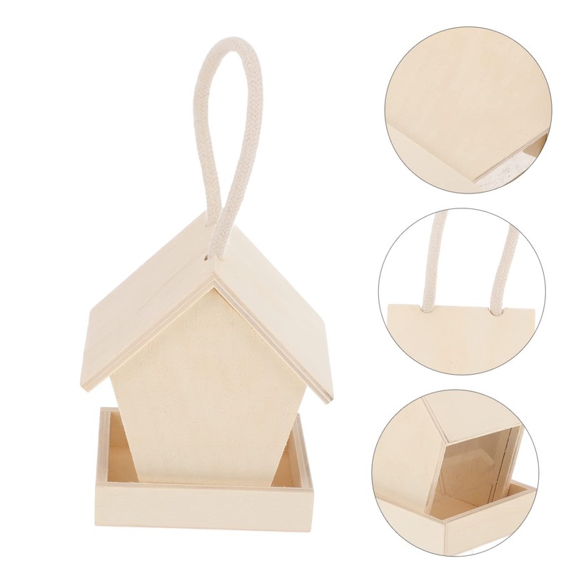 Sosoport Acrylic Wood Bird Feeder Nest Outdoor Wild Bird Feeder