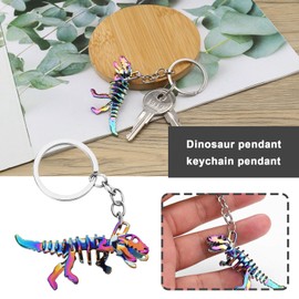 eMagTech 2Pcs Dinosaur Key Chain Alloy Colorful Skeleton Metal Skeleton Pendant Unique Dinosaur Keychains Multicolor Alloy Keyring Charm Accessories Birthday Key Ring