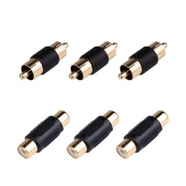 VCE RCA Adapter Gold Plated6 Pack Female to Female & Male to Male Couplers for Phono, Speaker, Amplifier & RCA Cable Extension