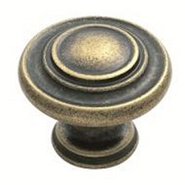 Chivrose Ltd Traditional Style Shaker Pattern Cabinet Cupboard Kitchen Wardrobe Door Pull Knob Handle 34mm Diameter (Antique Brass (AB))