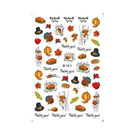 Generic Autumn Leaf Nail Decal Sticker Turkey Thanksgiving Pumpkin Maple Fruit Stickers B101 Nail Wraps Stickers Manicure Supplies for Women Nails Full Long Lasting Easy Apply and Remove