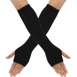 YeeHeen Womens Knee High Socks Arm Warmer Fingerless Gloves Set Long Knitted Gloves Socks Set Black