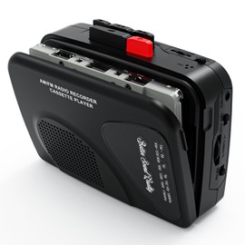 Cassette Player Tape Recorders AM/FM Radio, Portable Tape Player Records Built in Speakers Manual Record - 2AA Battery Or DC 5V Supply with 3.5MM Earphone- Black