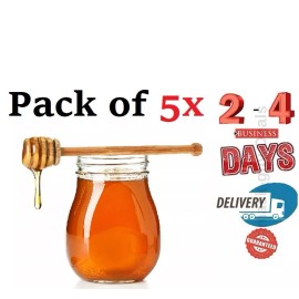 Unbranded Wooden Honey Dipper Wood Stirring Stick Jam Rod Spoon Dip Drizzler Server 2x