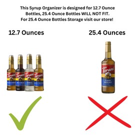 Coffee syrup organizer for 12.7 Oz bottles - Unique rack for Torani Syrup 12.7 ounce bottles, great coffee bar organizer and decor - Perfect size bar accessory 6 bottle capacity holder