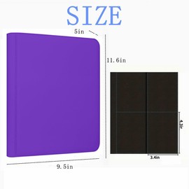 ANIXITECH Toploader Binder,4-Pocket Double Sided Top Loaders Binder,Holds 128 Cards in 3"x4" Toploaders,PU Leather Card Binder Abulm for Toploader Trading,Sports,and Gaming Cards (Purple)