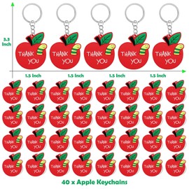 CiciBear 40 Pack Thank You Themed Red Apple Keychains Party Decoration for Guests, Fruit Themed Party, Baby Shower, School Party, Kids Birthday, Apple, Small