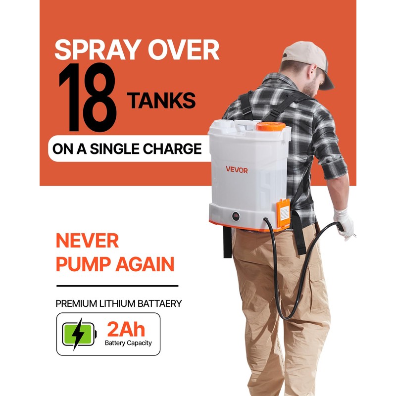 VEVOR Battery Powered Backpack Sprayer, 3.2 Gal Powerful Electric Backpack