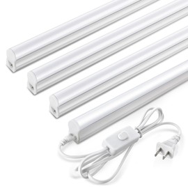 Pak 4FT LED Shop Lights, 2300LM 6500K Cool White, 20W Energy Efficient Linkable Ceiling and Under Cabinet Lighting, T5 Integrated Utility Fixture for Garage, Workshop, Basement, FCC Certified, 4 Pack