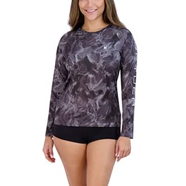 Spyder Women's Standard Quick Dry 30+ SPF Stretch Athletic Swim Long Sleeve Rashguard, Black, Large