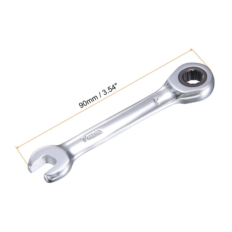 sourcing map 7mm Stubby Ratcheting Combination Wrench Metric 72 Teeth