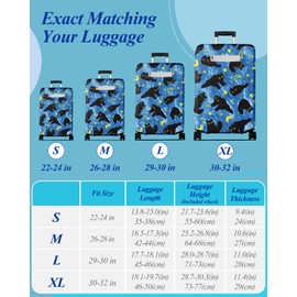 Slohif Luggage Cover for Suitcase Tsa Approved Protector - Luggage Sleeve Large Suit Case Cover Travel Stretch Baggage Case Protective Washable Fit 22-24 Inch Black Cat S