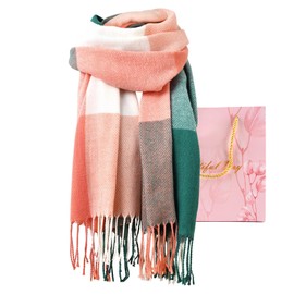 GWAWG Women Ladies Scarf,Gifts for Women,Women's Scarves & Wraps,Blanket Scarves,Tartan Scarf for Women Mum Her Ladies Gifts Xmas (pink and green)
