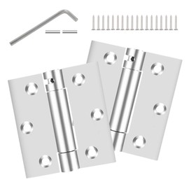 3" self Closing Door Hinges 201 Stainless Steel Heavy Duty Spring Hinges 3.5 Inch Spring Loaded Hinges with 5/8'' Radius Corners can Automatically Turn Off and Adjust Tension 2 Pack